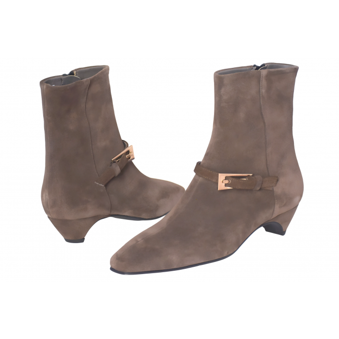 Δερμάτινα - Καστόρινα μποτάκια Vavoulas με αγκράφα και φερμουάρ  |  Art 3FW-33  - Καφε