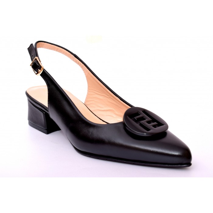 Γόβα Εξώφτερνη Δερμάτινη   Elly Black by Trace - 3,5 εκ τακούνι