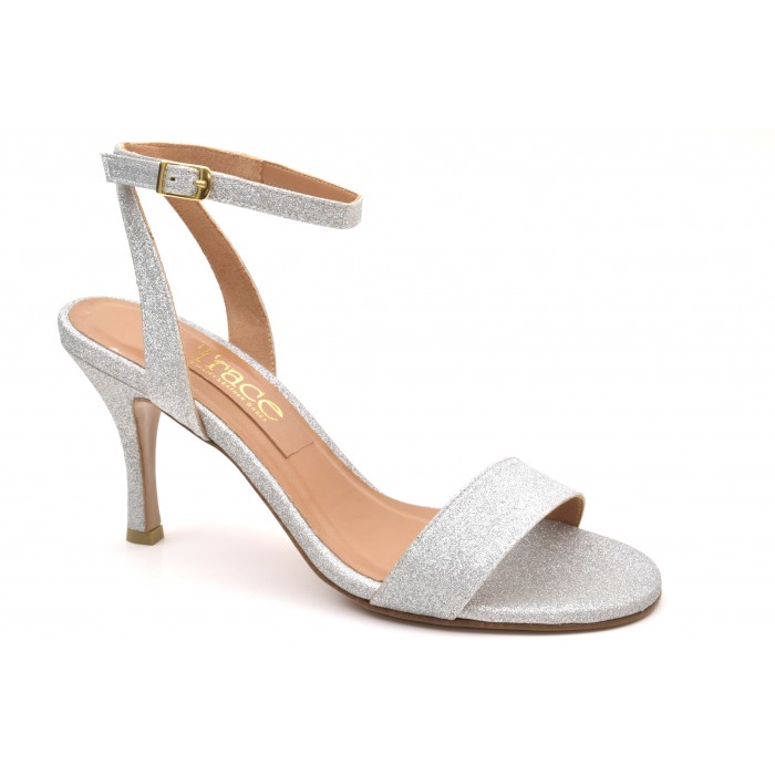 Πέδιλο Glitter 8 cm- Lucia by Trace - 301-Silver-PA - Ασημι