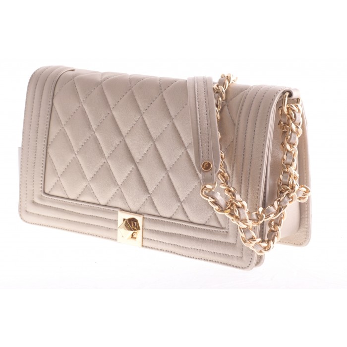 Τσάντα Ώμου Δερμάτινη  καπιτονέ  | 2671 - Αμμου