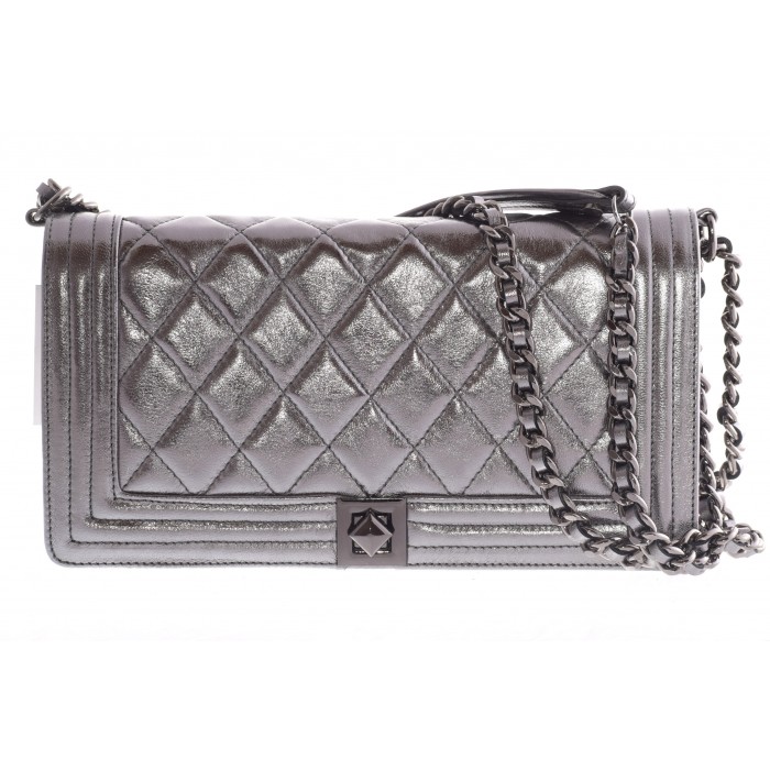 Τσάντα Ώμου Δερμάτινη  καπιτονέ  | 2671 - Ατσαλι