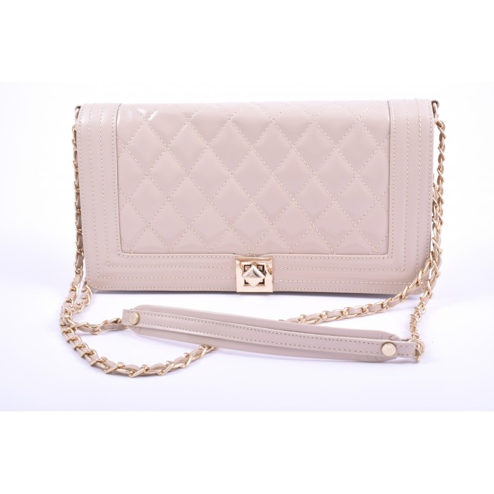 Τσάντα Ώμου Δερμάτινη  καπιτονέ  | 2671 - Μπεζ