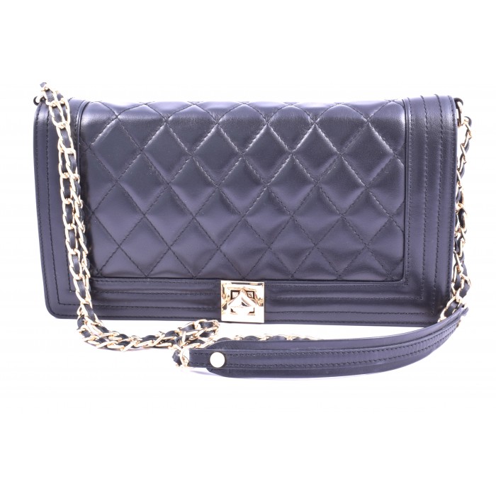 Τσάντα Ώμου Δερμάτινη  καπιτονέ  | 2671 - Μπλε